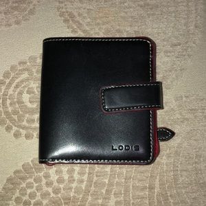 Lodis Small Black and Red Leather Wallet